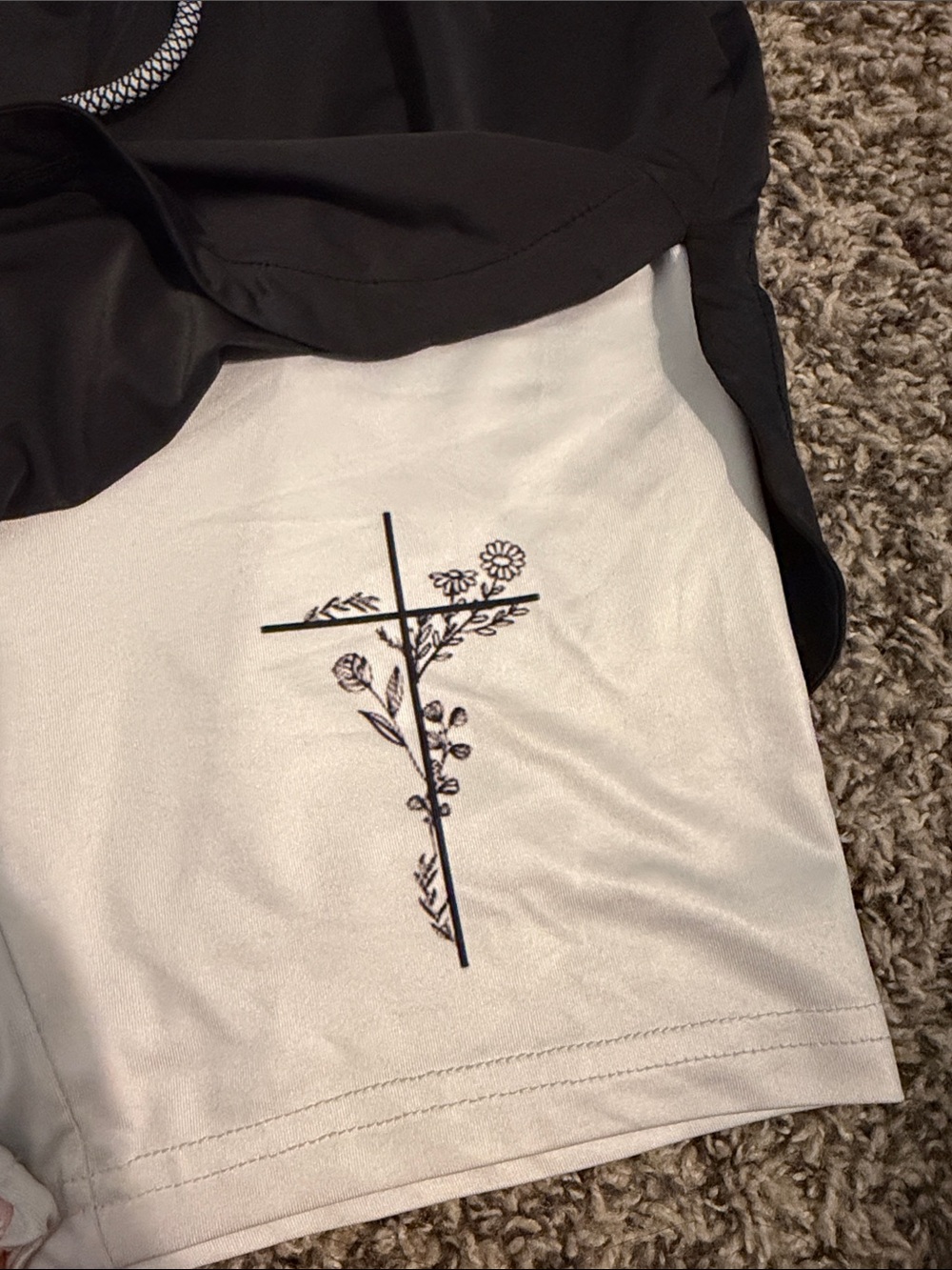 SAVD Women's Black Christian faith Bike Shorts with Inner Lining & matching top - Picture 5 of 8